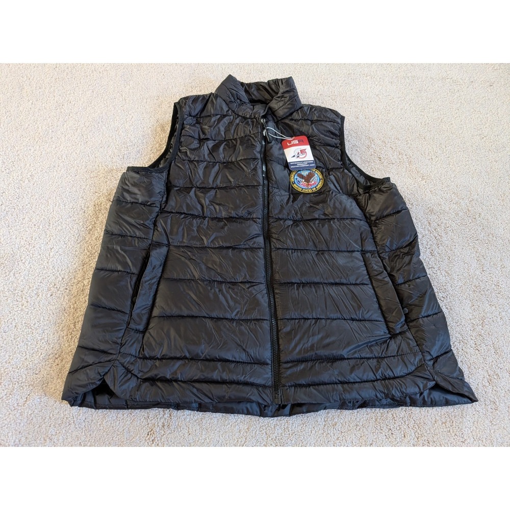 AE Sport Womens Veterans Affairs Army Black Puffer Vest Jacket XL NWT